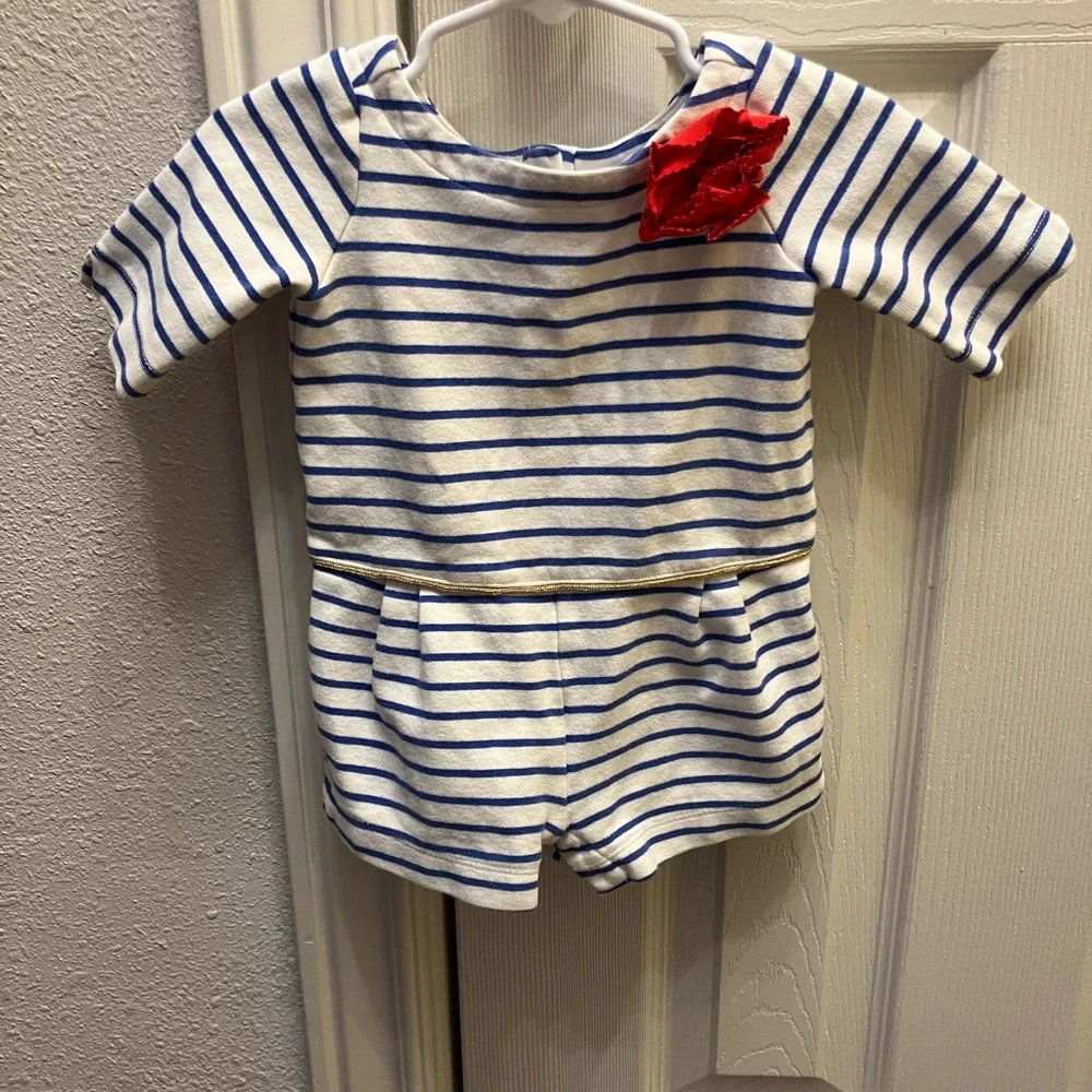 Janie and Jack Striped Red Rose Romper 6-12 months